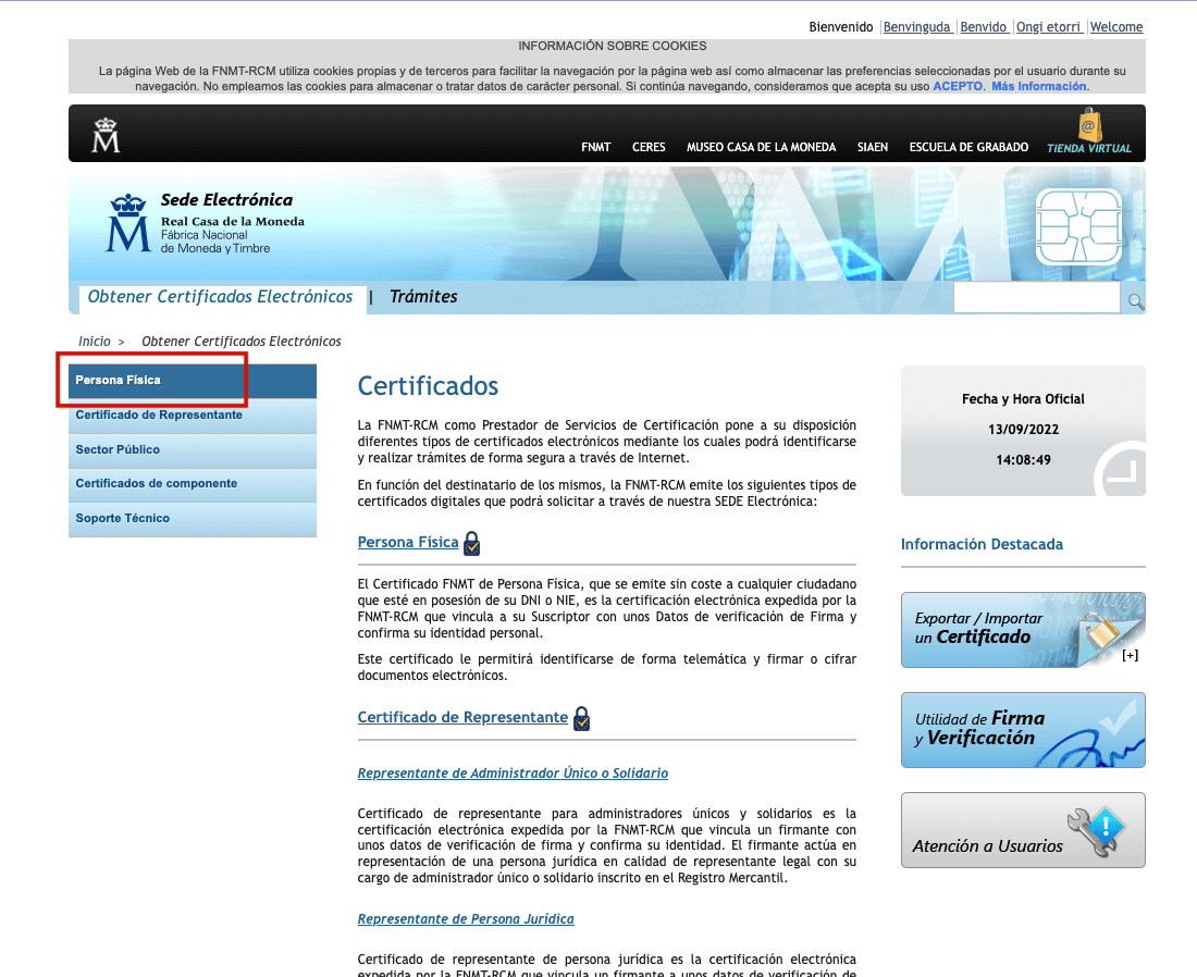 Consulta el costo del certificado digital FNMT para trámites online